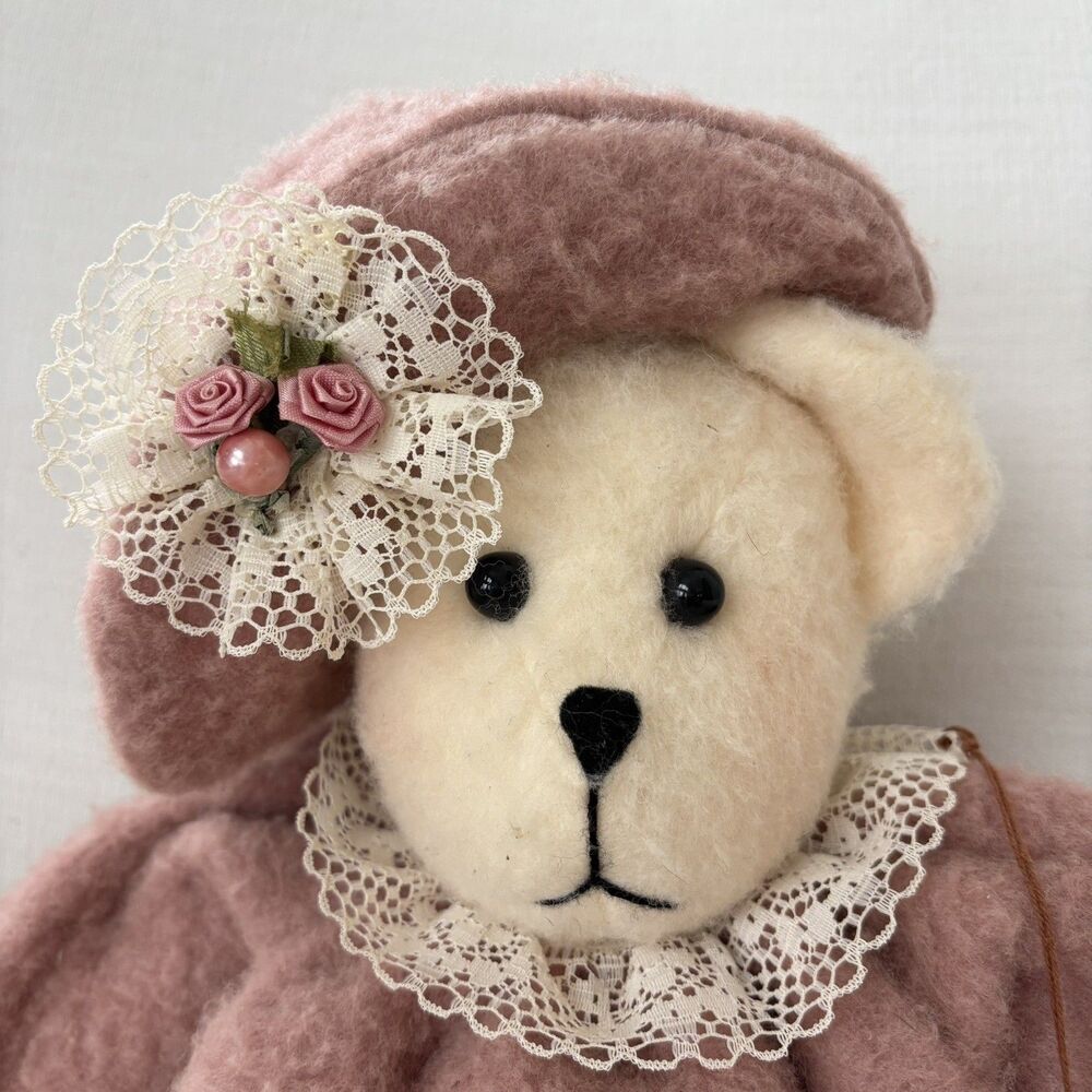 Vintage Handmade Wool Teddy Bear w/ Dress & Hat 23" Soft Stuffed Plush Victoria - Picture 2 of 14